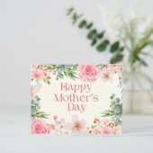 Happy Moederdag Waterverf Flowers Feestdagenkaart (Staand voorkant)