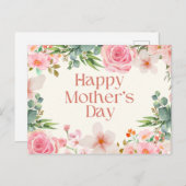 Happy Moederdag Waterverf Flowers Feestdagenkaart (Voorkant / Achterkant)