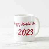 Happy Moederdag Waterverf Flowers & Red Text Koffiemok (Voorkant rechts)