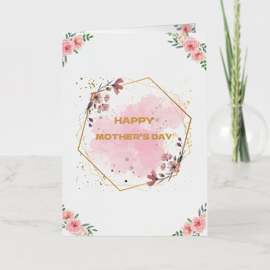 Happy Moederdag Waterverf Gold Modern foto Folie Feestdagenkaart (Voorkant)