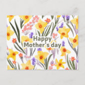 Happy Moederdag Waterverf Lentevloemen Briefkaart (Voorkant)