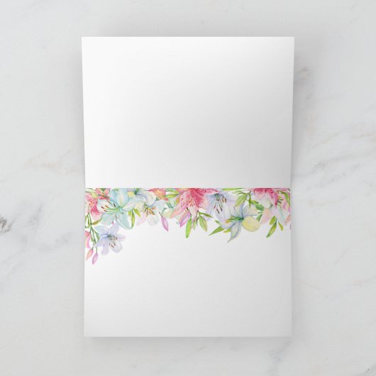 Happy Moederdag Waterverf Pastel Lillies Blank Feestdagen Kaart (Binnen)