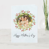 Happy Moederdag Waterverf Roos Floral Foto Kaart (Voorkant)