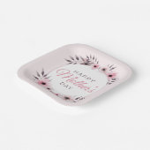 Happy Moederdag Waterverf Roze Floral Flowers Papieren Bordje (Gebogen)