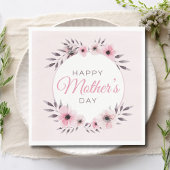 Happy Moederdag Waterverf Roze Floral Flowers Servet