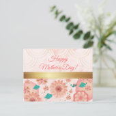 Happy Moederdag Waterverf Roze Flowers Briefkaart (Staand voorkant)