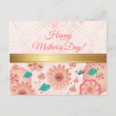 Happy Moederdag Waterverf Roze Flowers Briefkaart (Voorkant)