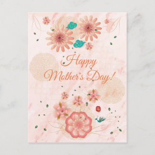 Happy Moederdag Waterverf Roze Flowers Briefkaart