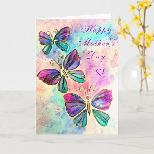 Happy Moederdag - Waterverf schilderende Kaart (Gele Bloem)