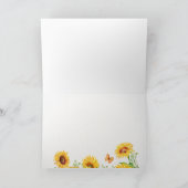 Happy Moederdag Waterverf Zonnebloemen Blank Feestdagen Kaart (Binnen)