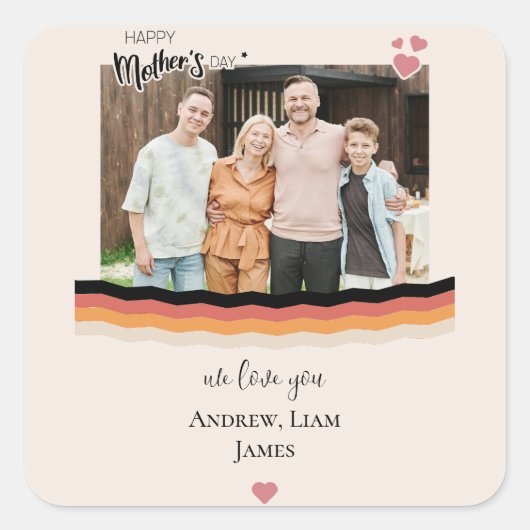 Happy moederdag, we houden van je vierkante sticker (Voorkant)