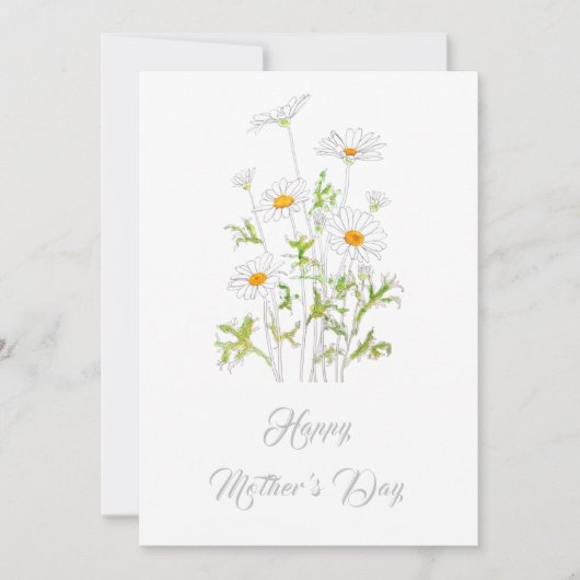 happy moederdag white daisy flower kaart (Voorkant)