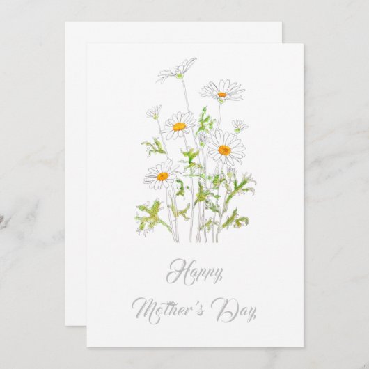 happy moederdag white daisy flower kaart (Voorkant / Achterkant)