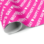 Happy Moederdag White op Hot Pink Cadeaupapier (Rol Hoek)
