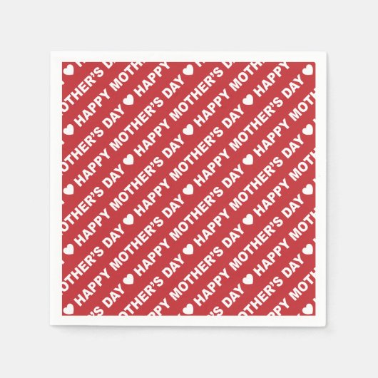 Happy Moederdag White over donkerrood papier Napki Servet (Voorkant)