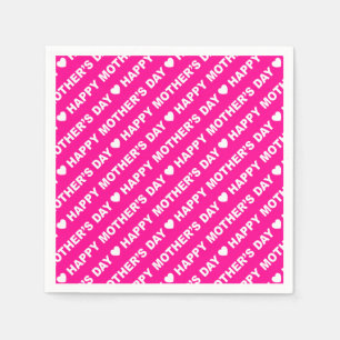 Happy Moederdag White over hot-roze papieren serve Servet
