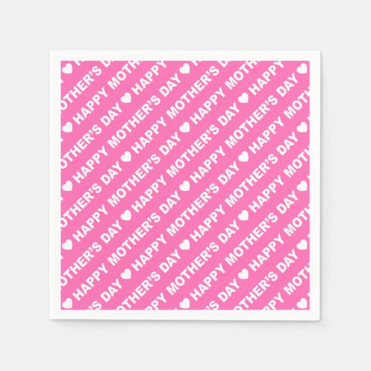 Happy Moederdag White over roze papieren servet (Voorkant)