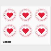 Happy Moederdag White Red Heart Fun Unique Chic Ronde Sticker (Vel)