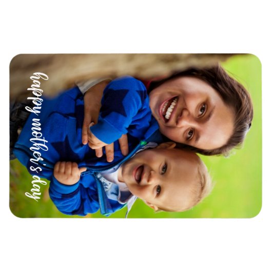 Happy Moederdag White Script fotosjabloon Magneet (Horizontaal)