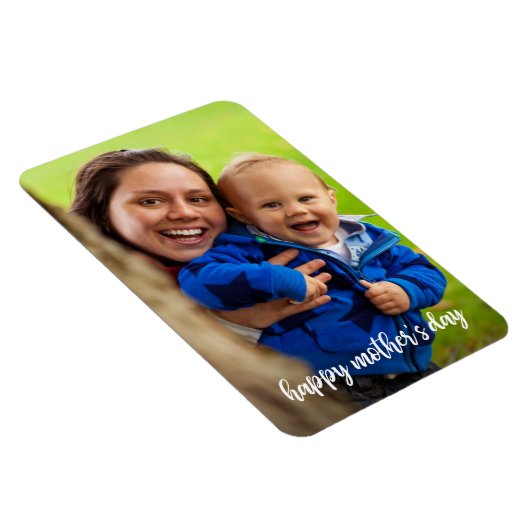Happy Moederdag White Script fotosjabloon Magneet (Rechterzijde)