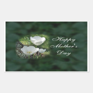 Happy Moederdag White Tulips Rechthoekige Sticker