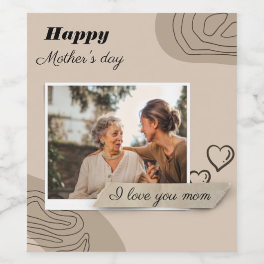 Happy Moederdag Wijn Etiket (Enkel label)