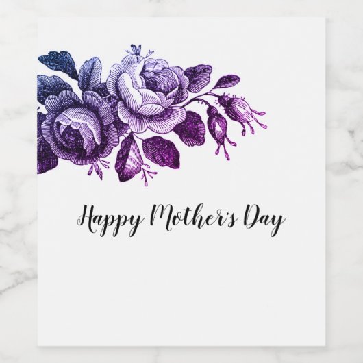 Happy Moederdag Wijn Etiket (Enkel label)