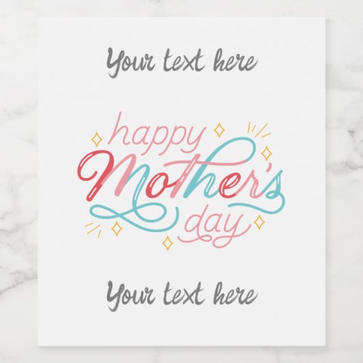 Happy Moederdag wijn etiket - pas aan (Enkel label)