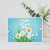 Happy Moederdag Wildflower Bouquet op Turquoise Kaart (Staand voorkant)