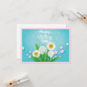 Happy Moederdag Wildflower Bouquet op Turquoise Kaart (Voorkant / Achterkant in situ)