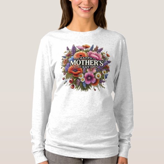 Happy Moederdag Wildflower T-shirt met lange mouwe (Voorkant)