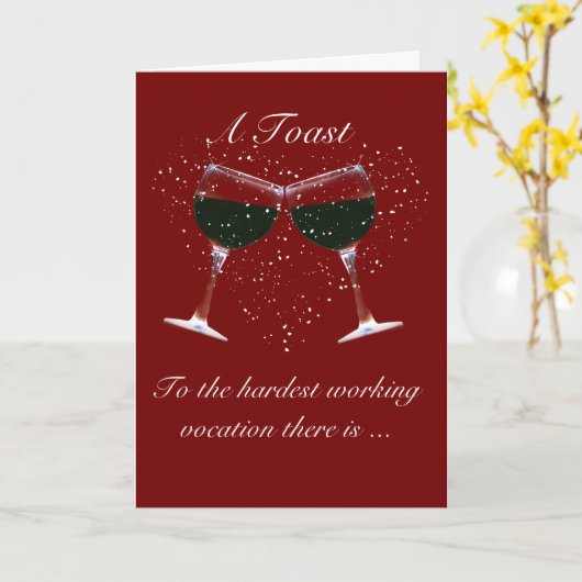 Happy Moederdag Wine Toast Kaart (Gele Bloem)