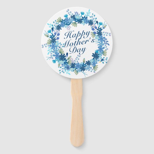 Happy Moederdag Winter Floral krans Hand Fan Handwaaier (Achterkant)
