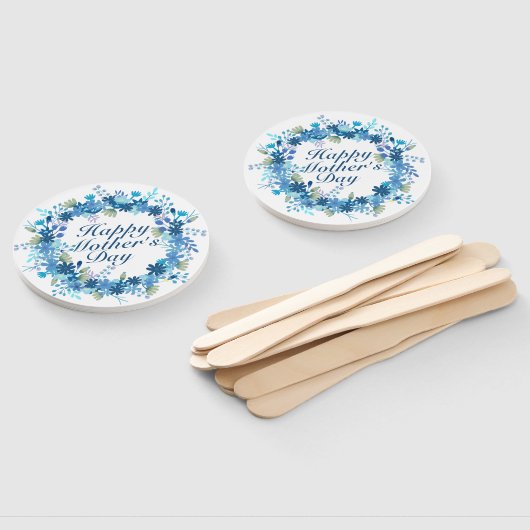 Happy Moederdag Winter Floral krans Hand Fan Handwaaier (Niet-gemonteerd)