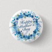 Happy Moederdag Winter Floral Wreath Button (Voorkant)