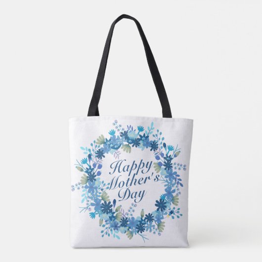Happy Moederdag Winter Floral Wreath Canvas tas (Achterkant)
