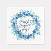 Happy Moederdag Winter Floral Wreath Napkin Servetten (Voorkant)