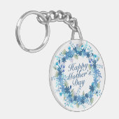 Happy Moederdag Winter Floral Wreath Sleutelhanger (Voorkant Links)