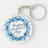 Happy Moederdag Winter Floral Wreath Sleutelhanger (Achterkant)