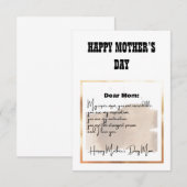 HAPPY MOEDERDAG WISHES/ SPECIALE BRIEF VOOR MOM KAART (Voorkant / Achterkant)