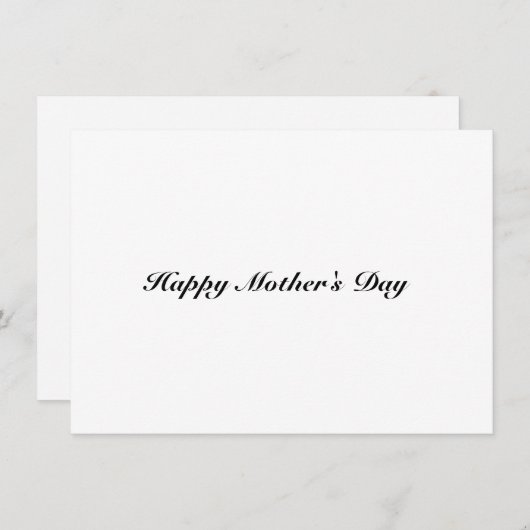 Happy Moederdag wit zwart elegant script kaart (Voorkant / Achterkant)