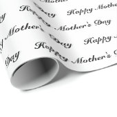 Happy Moederdag wit zwart script elegant chic Cadeaupapier (Rol Hoek)