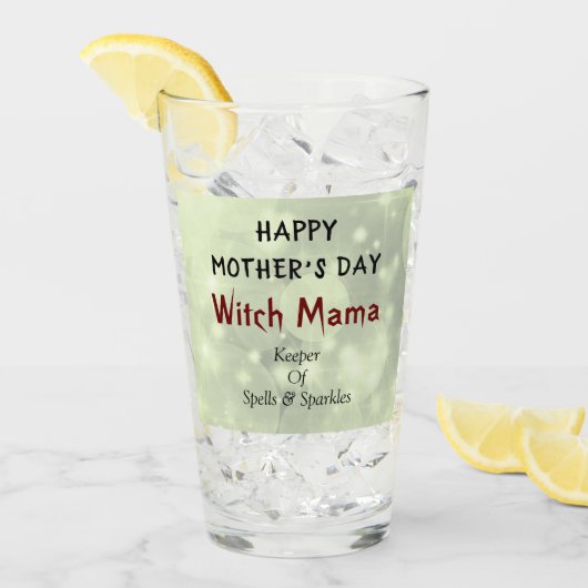 Happy Moederdag Witch Mama design Glas (Voorkant ijs)