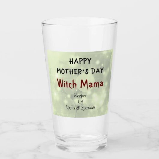 Happy Moederdag Witch Mama design Glas (Voorkant)