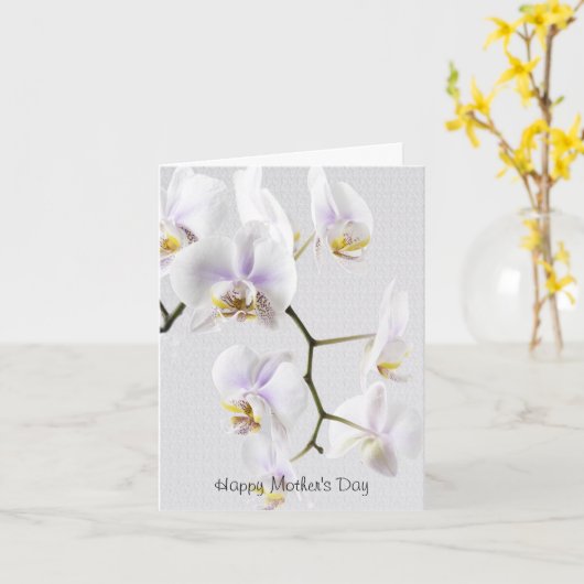 Happy Moederdag - witte orchideeën Kaart (Gele Bloem)