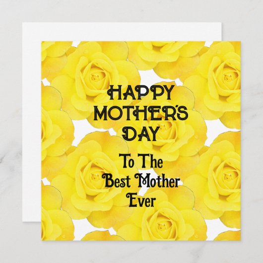 Happy Moederdag Yellow Floral Custom Bericht Feestdagenkaart (Voorkant / Achterkant)