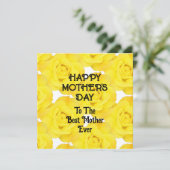Happy Moederdag Yellow Floral Custom Bericht Feestdagenkaart (Staand voorkant)