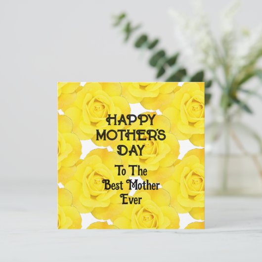 Happy Moederdag Yellow Floral Custom Bericht Feestdagenkaart (Staand voorkant)