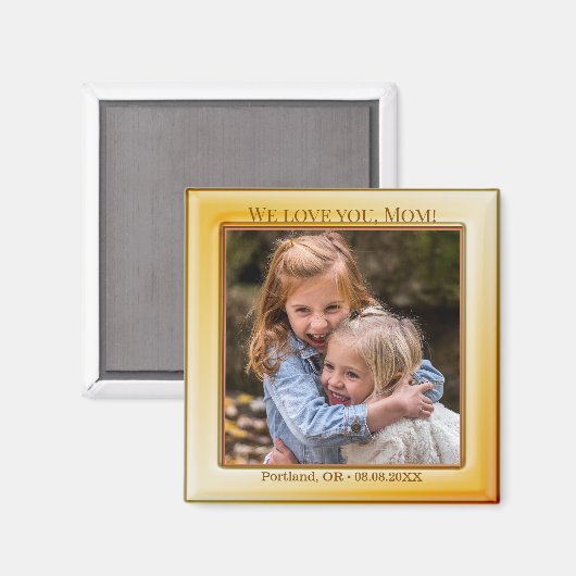 Happy Moederdag Yellow Photo Magnet (Voorkant / Achterkant)