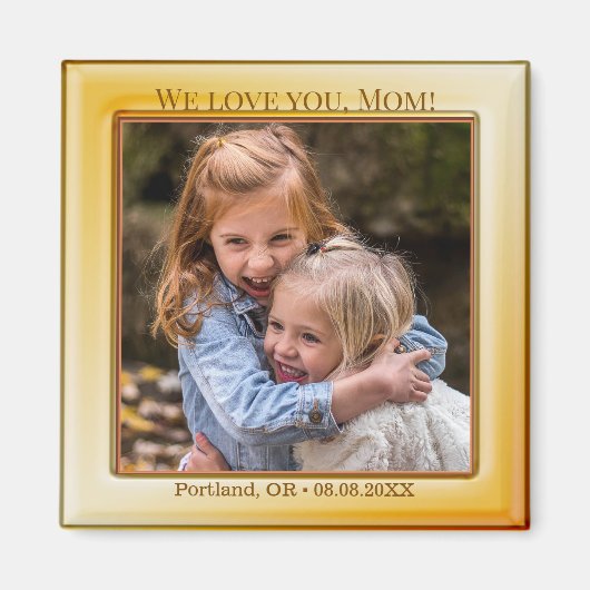 Happy Moederdag Yellow Photo Magnet (Voorkant)